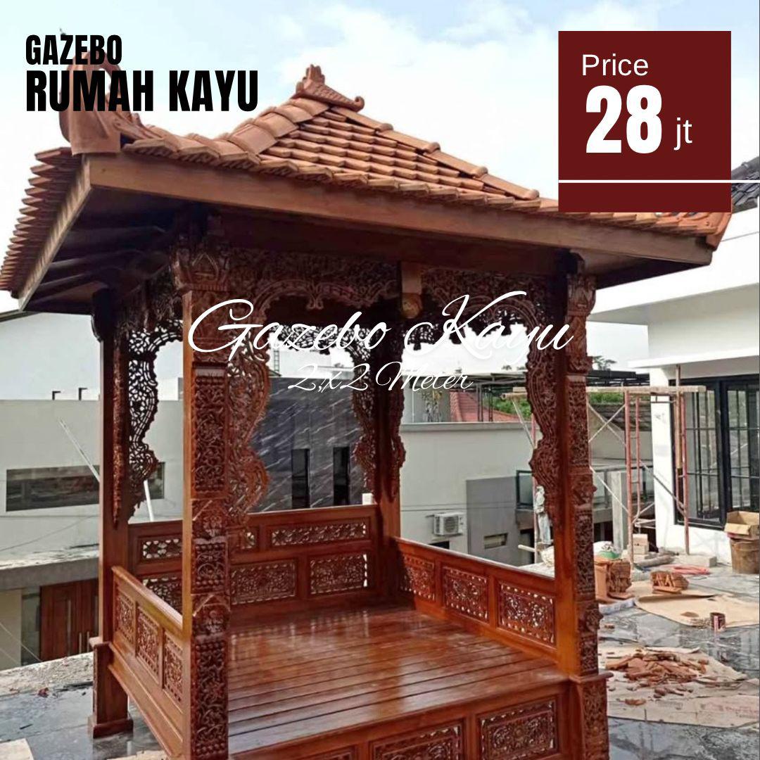 Gazebo Kayu Jati Ukir Jepara 2×2 Meter Gazebo Kayu Jati Ukir Jepara 2×2 Meter - Image 1