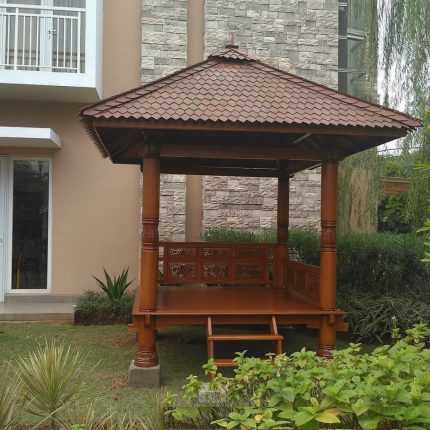 Gazebo Kayu Jati Minimalis Jepara Desain Sederhana, Kesan Mewah