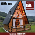 Rumah Kayu Segitiga Minimalis Modern Full Jati