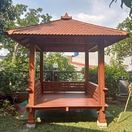 Gazebo kayu jati 2×2 meter minimalis taman