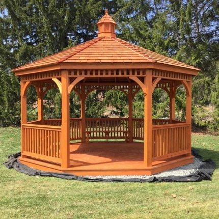 Gazebo Kayu Jati Minimalis Modern Segi Delapan