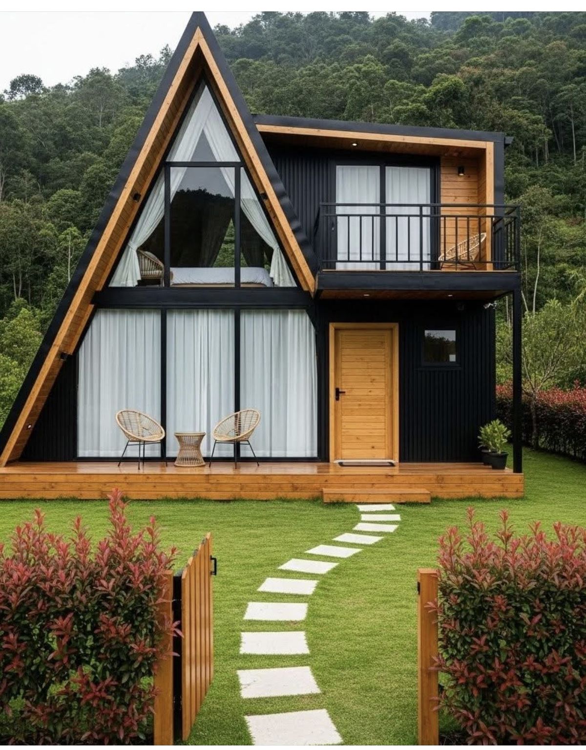 Screenshot Rumah Segitiga Kayu Jati 2 Lantai Desain Scandinavian - Image 1